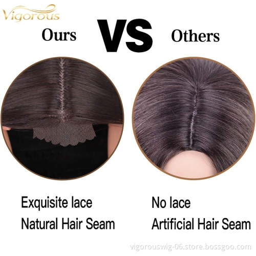 OEM & ODM Acceptable Japan Futura Wig Lace Front Brown Women Dark Root Blend High Quality Synthetic Long Straight Wigs